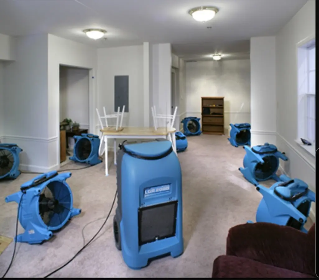 Air movers and dehumidifier setup for Water Extraction & Removal in Alta Sierra